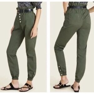 Veronica Beard Tedi Tapered High Rise Button Fly 28/6 Paperbag Jeans  Army Green